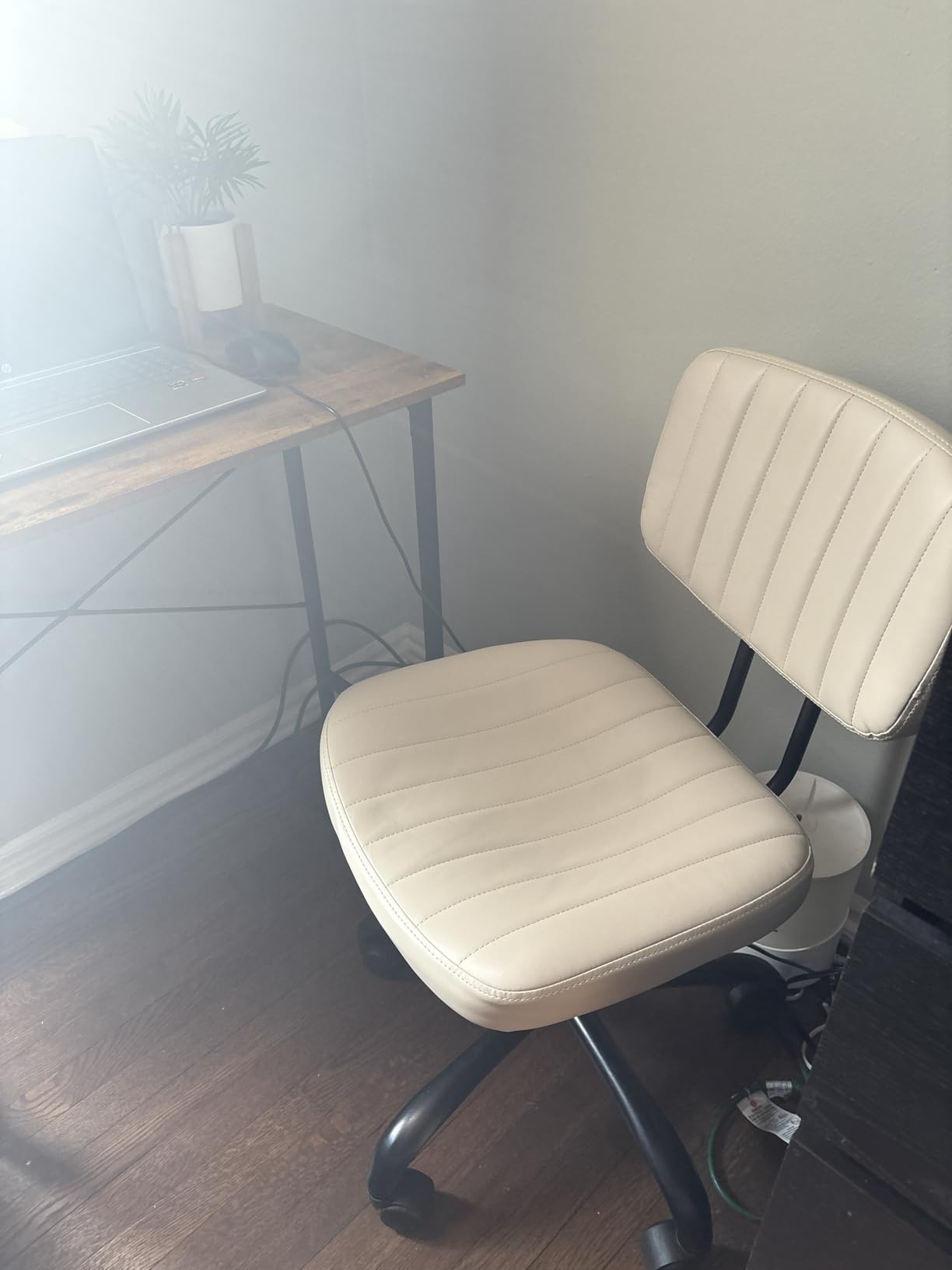 DUMOS Armless Office Desk Chair, Small Vanity Chair with Lumbar Support customer photo 2