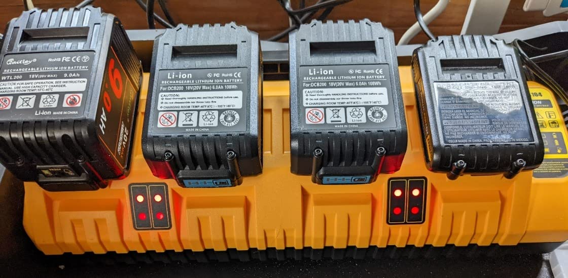 DCB104 20V MAX Battery Charger Replacement for Battery Charger, 4 Port Multi Charger Station with 2 USB Ports, Compatible with Dewalt 12V-20V Batteries customer photo 2