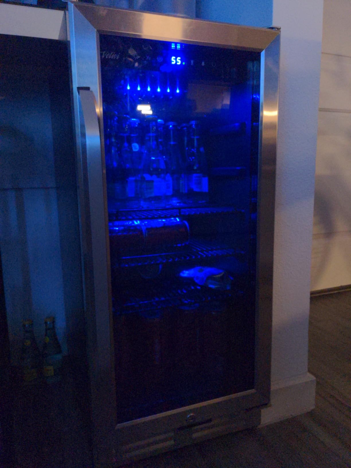 Commercial Cake Display Refrigerator, 100L Countertop Curved Glass Cooler with LED Light, Digital Thermostat, Frost-Free Pastry Showcase, Tempered Glass & Rear Sliding Doors for Bakery/Cafe/Home customer photo 1