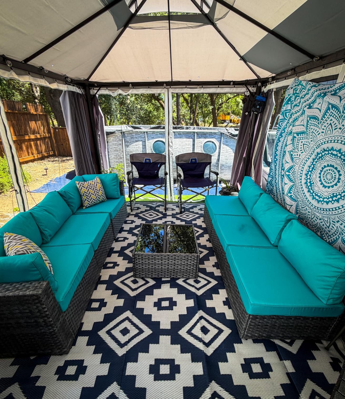 Shintenchi 7 Pieces Outdoor Patio Furniture Sets, Patio Sectional Sofa Couch, Gray PE Wicker Furniture Modular Patio Conversation Sets Patio Sofa with Washable Cushions, Aegean Blue customer photo 2
