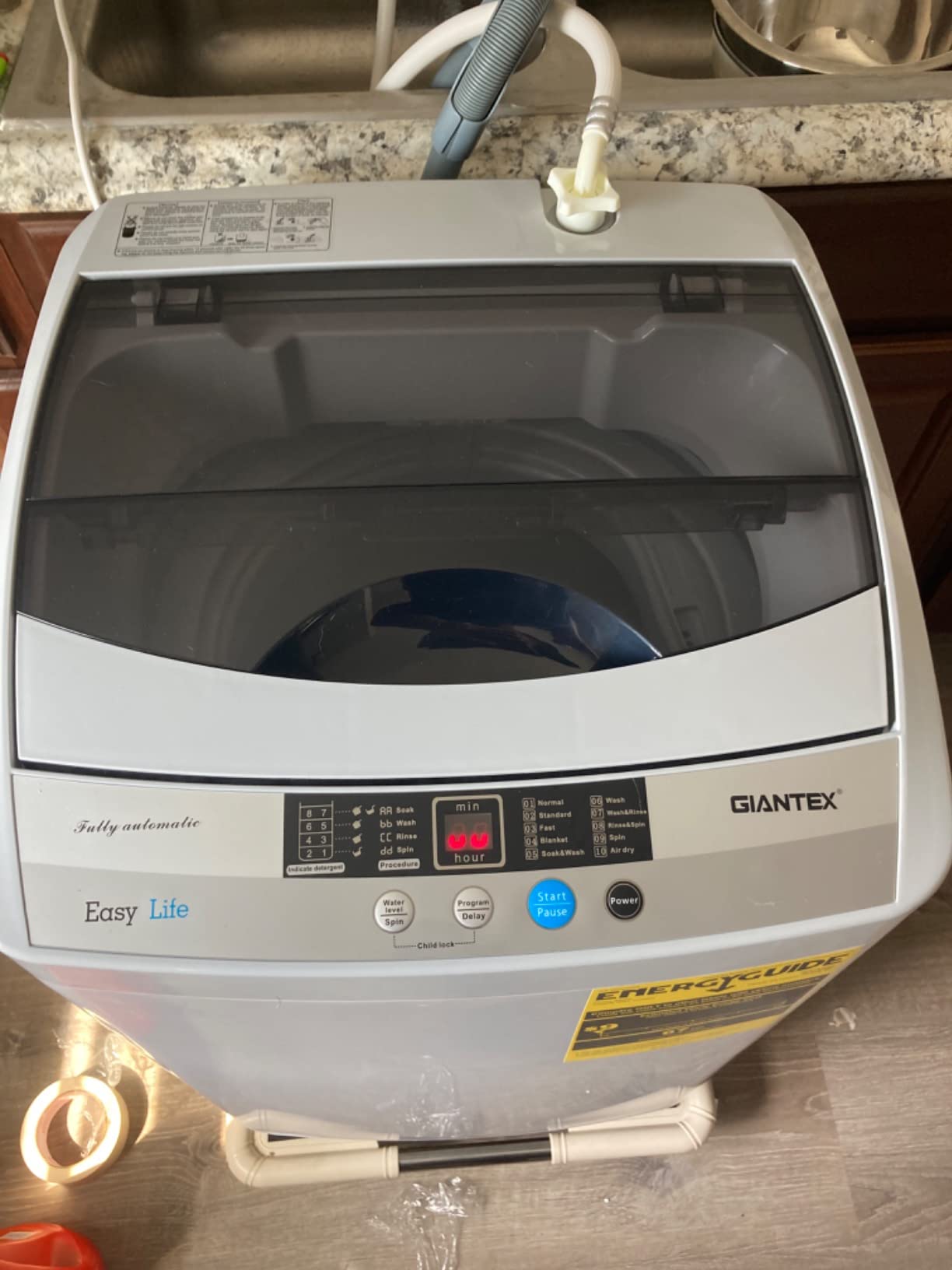 COSTWAY 7.7LBS Portable Washing Machine, Full-Automatic w/Drain Pump, White customer photo 2