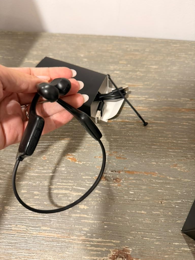 Bone Conduction Headphones, Bluetooth 5.4 Open-Ear Sport Headset with Mic, 10H Playtime, IP55 Waterproof, 22g Lightweight Skin-Friendly Headphones for Gym, Cycling & Running (Deep Black) customer photo 1