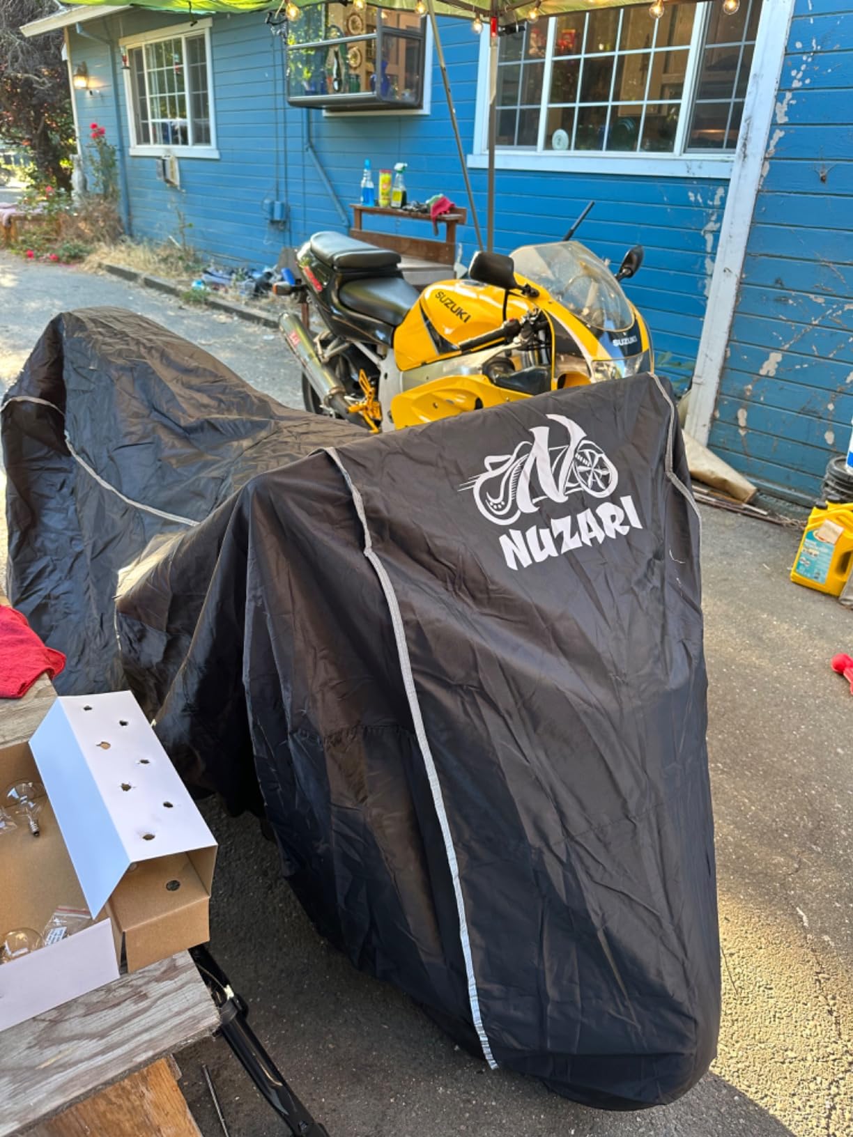 Heavy Duty Motorcycle Cover - Motorcycle Covers Waterproof Outdoor Storage - Motorcycle Cover Waterproof Outdoor - Dirt Bike Covers (Black, Large) customer photo 1
