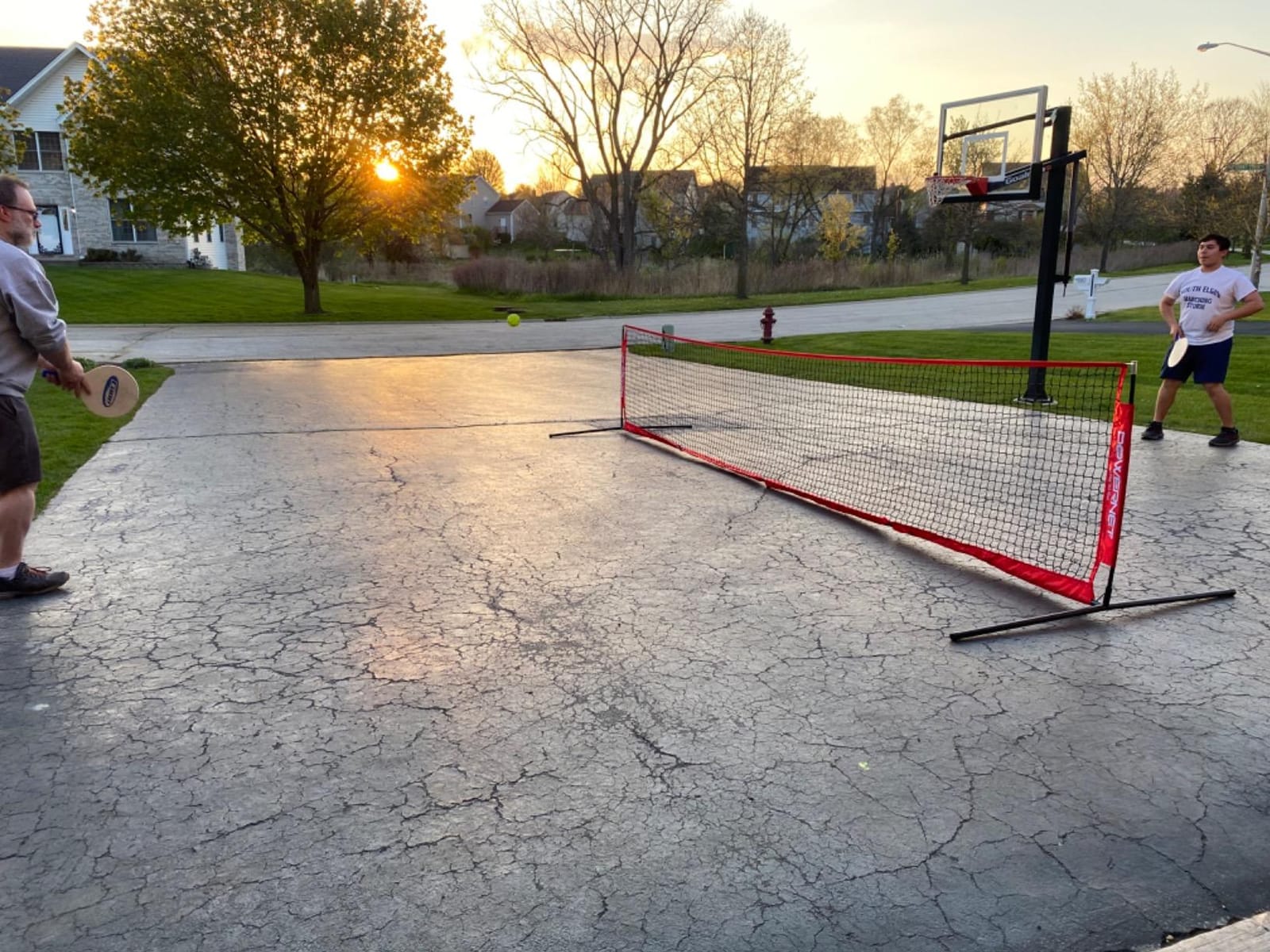 PowerNet Soccer Tennis Net, Portable Instant, Indoor Outdoor, Metal Collapsible Base Weighted, Durable Vertical Bow Posts, Quick Setup Easy Folding Storage, 1 Net + 1 Carrying Bag customer photo 1