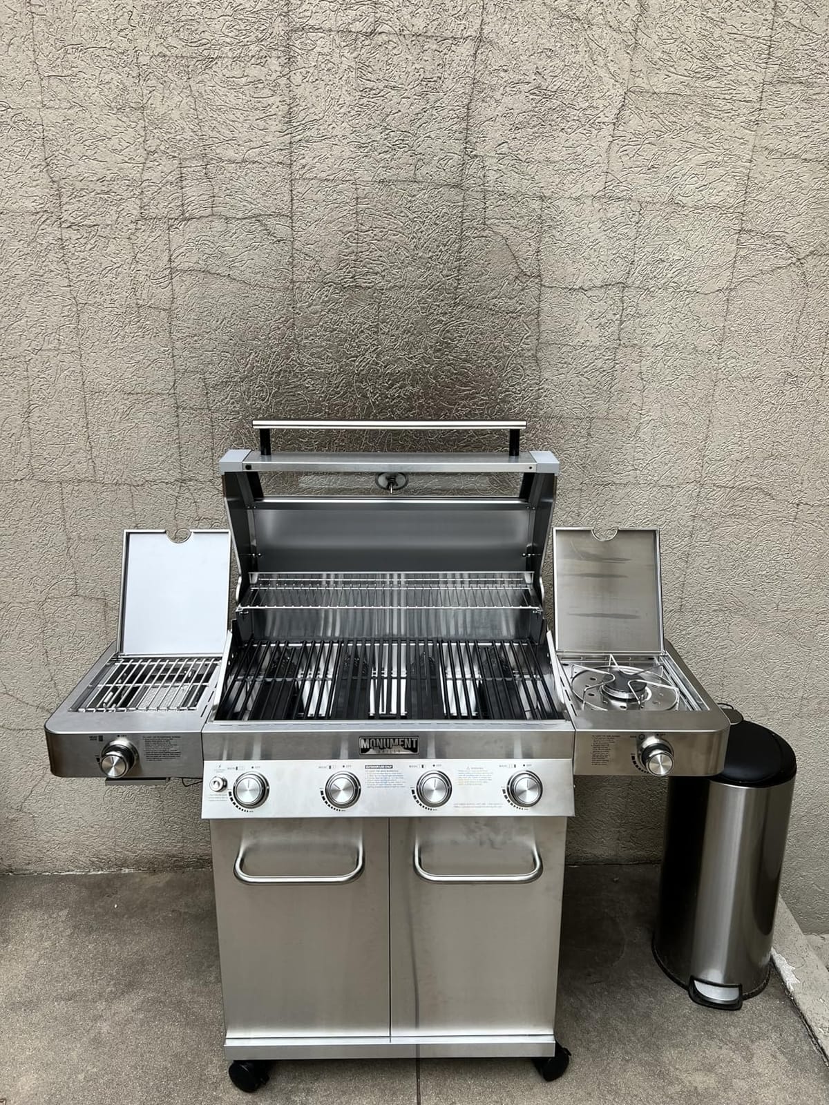Monument Grills Larger 4+2 Burner Propane Gas Grills Stainless Steel Cabinet Style with Clearview® Lid, Knob Controls, Built-In Thermometer, Infrared Side Sear Burners & Side Burners, Outdoor Use customer photo 1