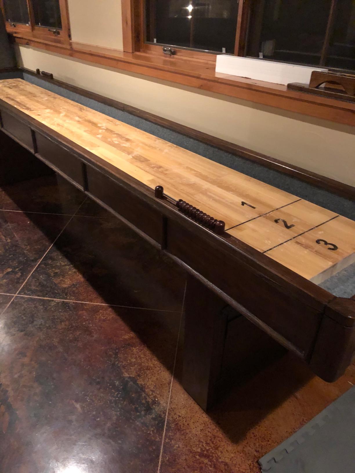 Barrington 12 Ft. Shuffleboard Table, Solid Wood, Storage Cabinets customer photo 2