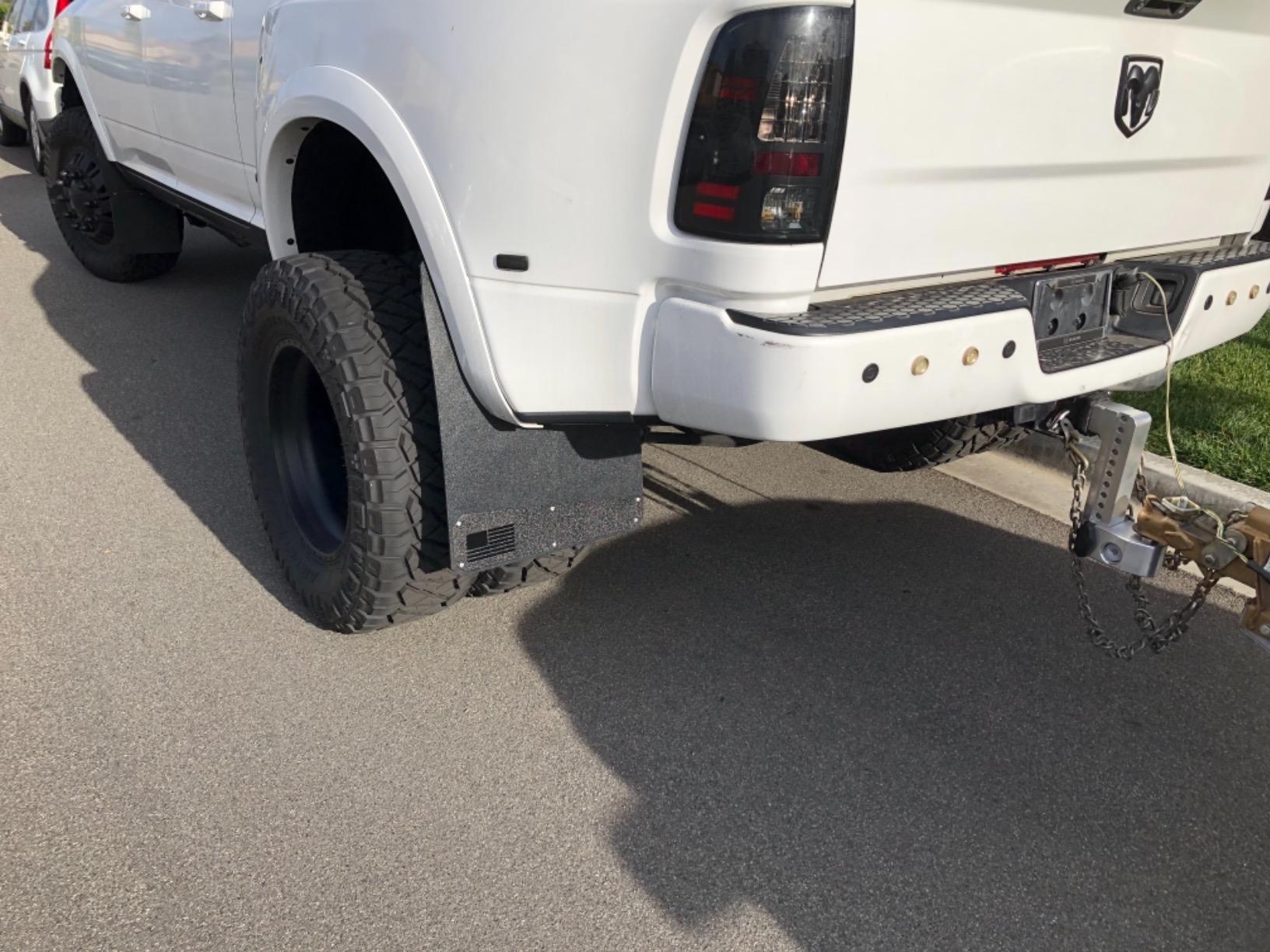 REK GEN ‘Merica Mud Flaps Dually - Heavy Duty Mud Flaps for Trucks and Dually Truck Accessories - Stainless Steel - Easy Install Splash Guard - Made in USA (Black Flag) customer photo 2