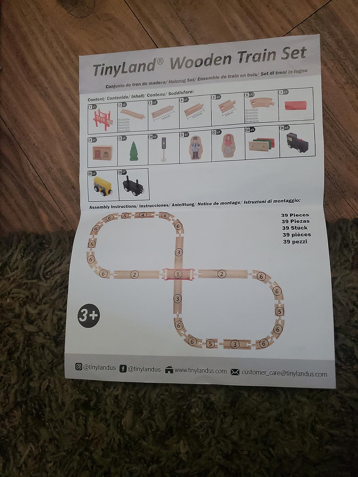 Tiny Land 39 Pcs Wooden Train Set for Toddler Ages3+ with Wooden Tracks customer photo 1