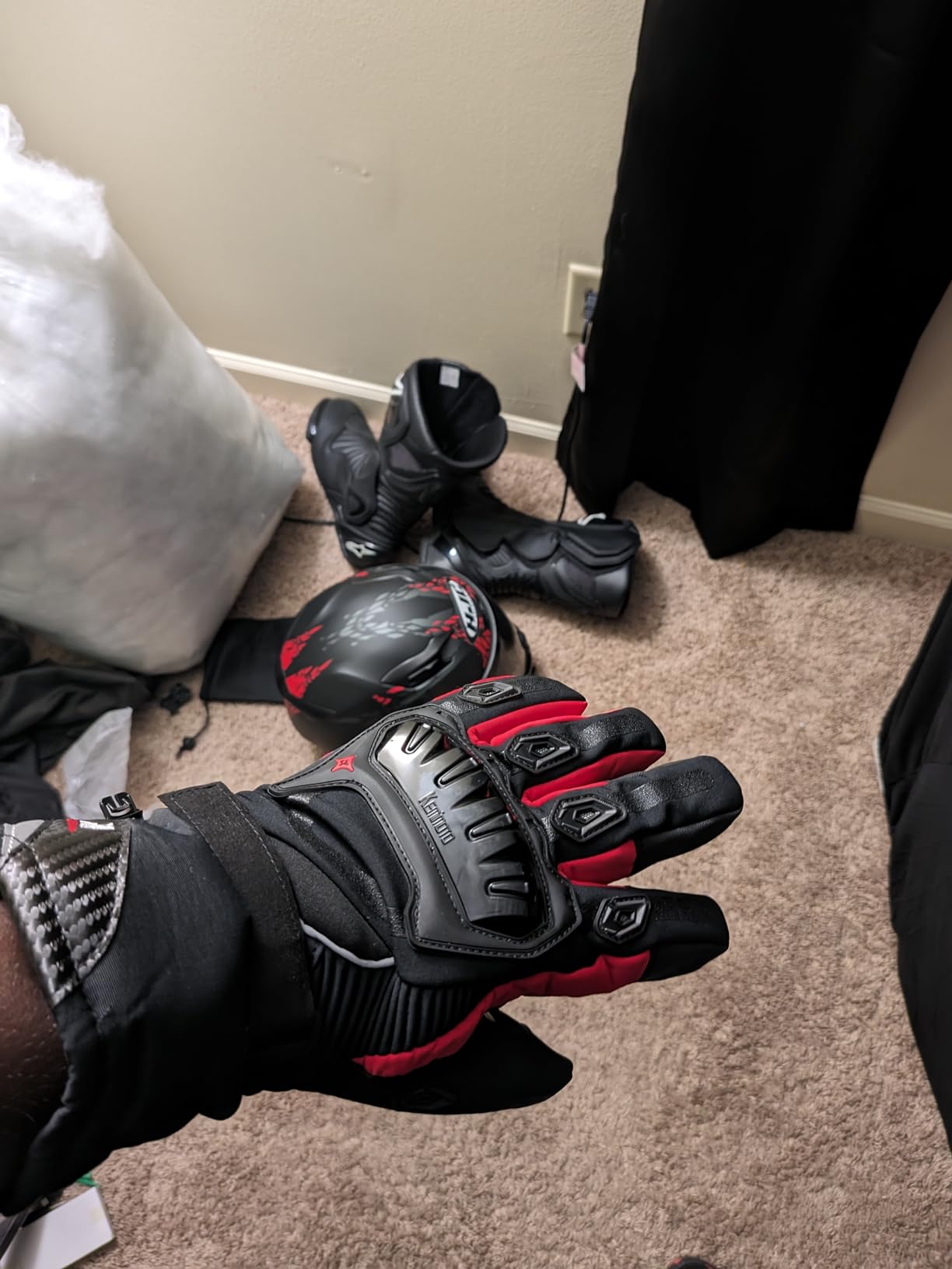KEMIMOTO Winter Motorcycle Gloves, CE Certified (EN 13594), Waterproof Rainproof Touchscreen Gloves with PVC Armor for ATV UTV Snowmobile, Black L customer photo 1