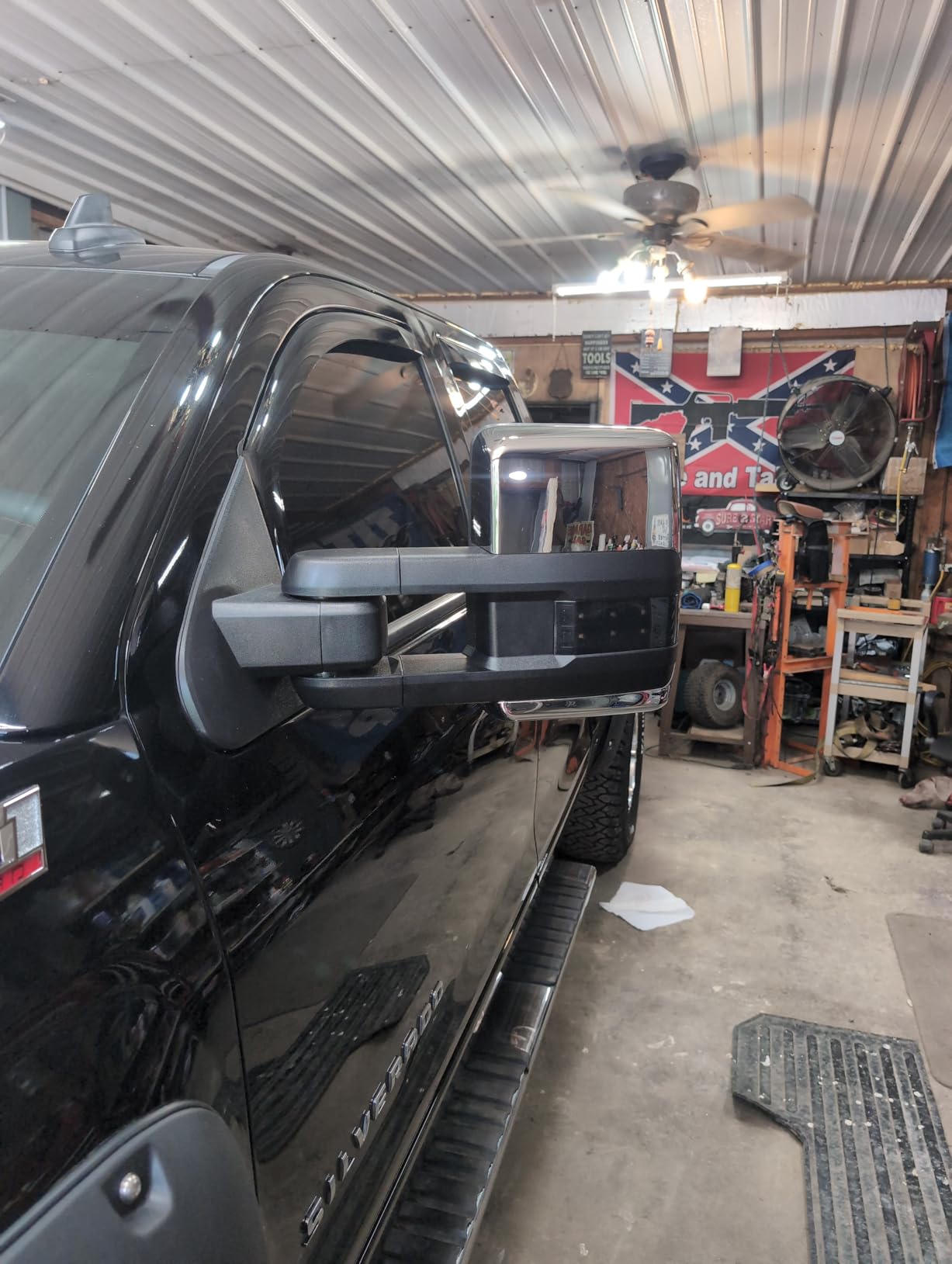 Towing Mirrors Compatible with 2014 2015 2016 2017 2018 Chevy Silverado GMC Sierra 1500 2500 HD 3500 HD with Power Glass LED Arrow Turn Signal Backup Lamp Running Light Heated Extendable Pair Set customer photo 2
