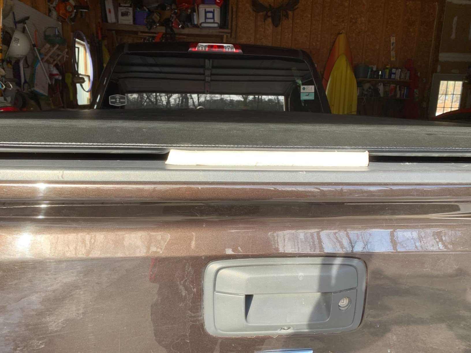 Amazon Basics Soft Roll-Up Truck Bed Tonneau Cover, 6.5 ft, Water-Resistant, Works with Bed Liners for 2014-2019 Chevy Silverado, GMC Sierra 1500, 2015-2018 Silverado Sierra 2500 3500 HD, Fleetside customer photo 1