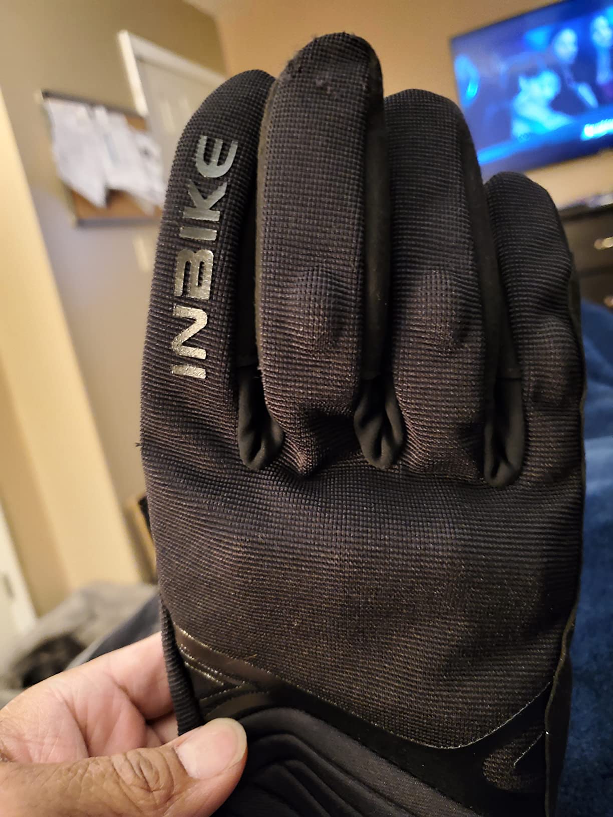 INBIKE Waterproof Winter Motorcycle Gloves Thermal Fleece Touchscreen with TPR Palm Pad Cushioning Hard Knuckle Black Large customer photo 2