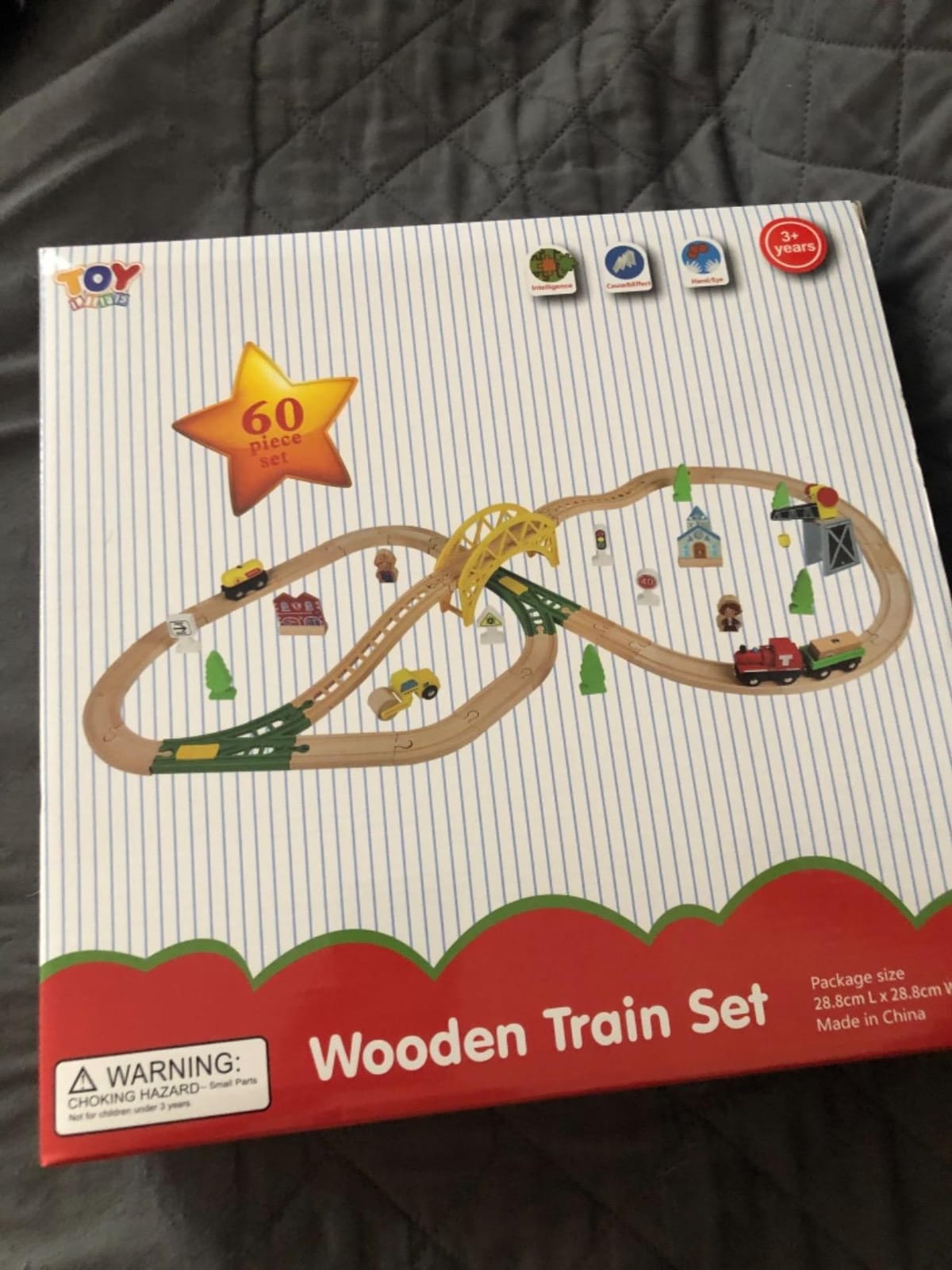 TOY Life Wooden Train Set with Crane, 60-Pc Track, Boys 3-8 customer photo 1