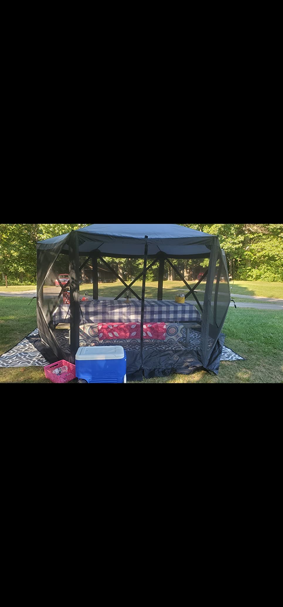 EVER ADVANCED Pop Up Gazebo Screen House Tent for Camping 11.5 ft for 8-10 Person Instant Canopy Shelter with Netting Portable for Outdoor, Backyard, Black customer photo 1
