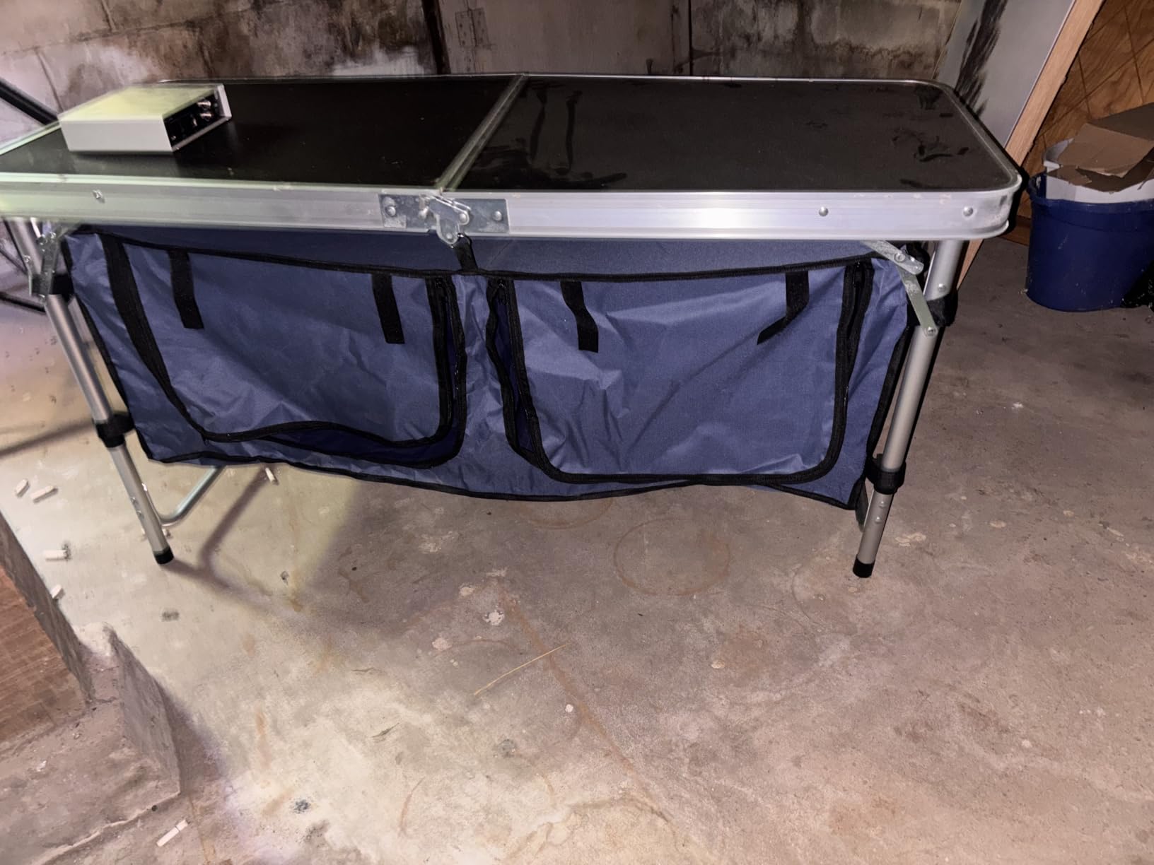 Folding Camping Table with Storage Compartment Aluminum Lightweight Camp Kitchen Table Height Adjustable Indoor/Outdoor Table Perfect for Tailgating, Backyards, BBQ,Picnic, Black customer photo 2