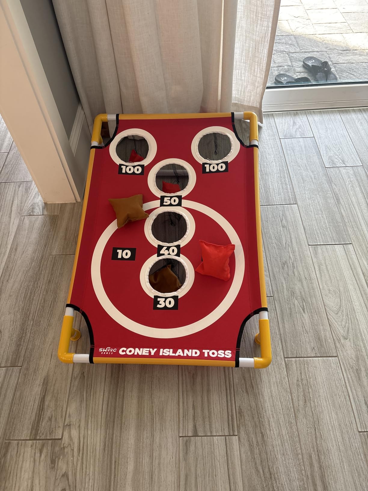 Swooc Games - Coney Island Toss™ - Arcade Style Cornhole Board Set w/Carrying Case & 15+ Games - Corn Hole Games for Adults - Kids Bean Bag Toss Game - Kids Cornhole Set w/Bags - Outdoor Yard Games customer photo 2