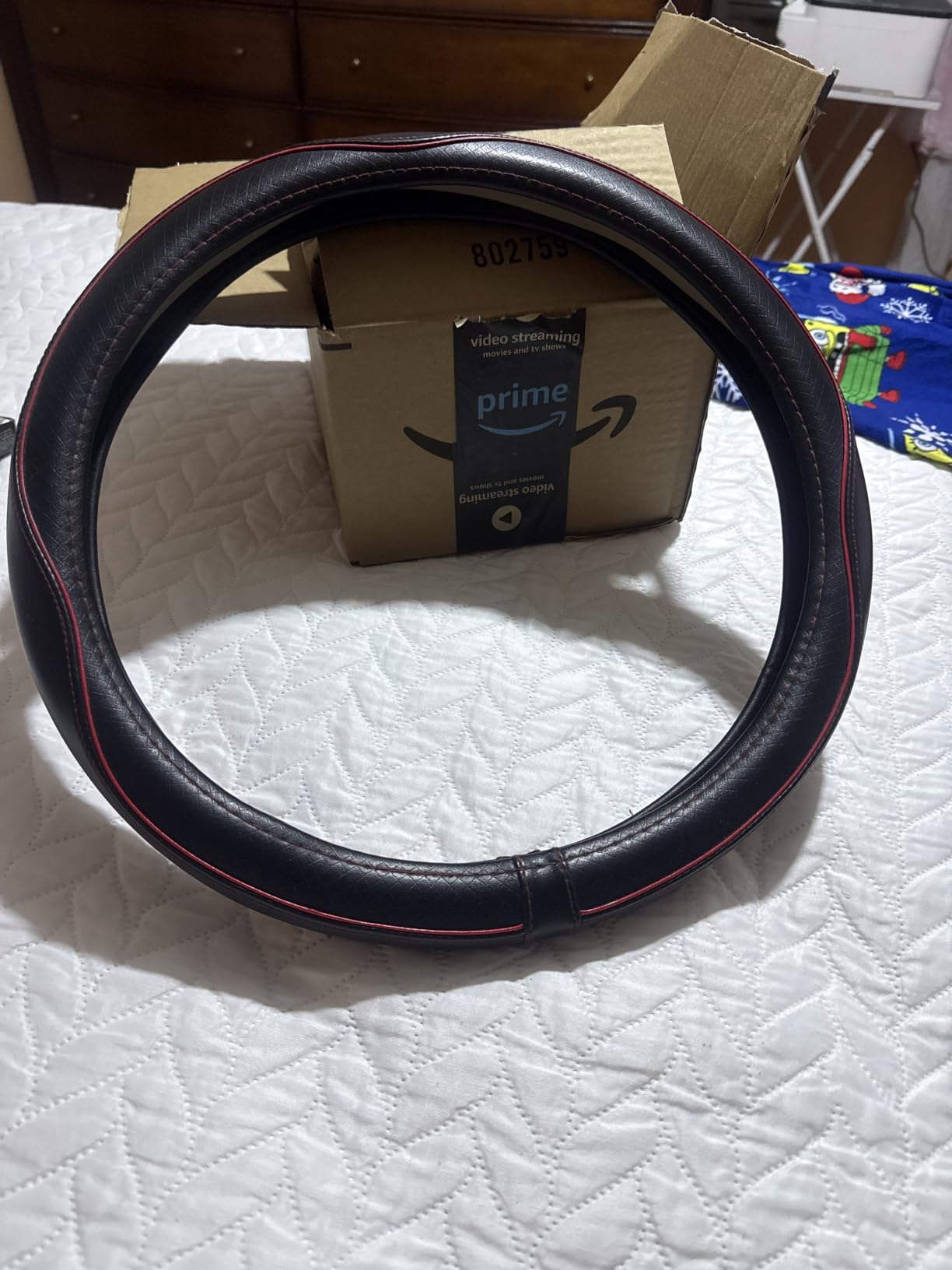 Car Steering Wheel Cover, Anti-Slip, Safety, Soft, Breathable, Heavy Duty, Thick, Full Surround, Sports Style (Black with Red line) customer photo 2