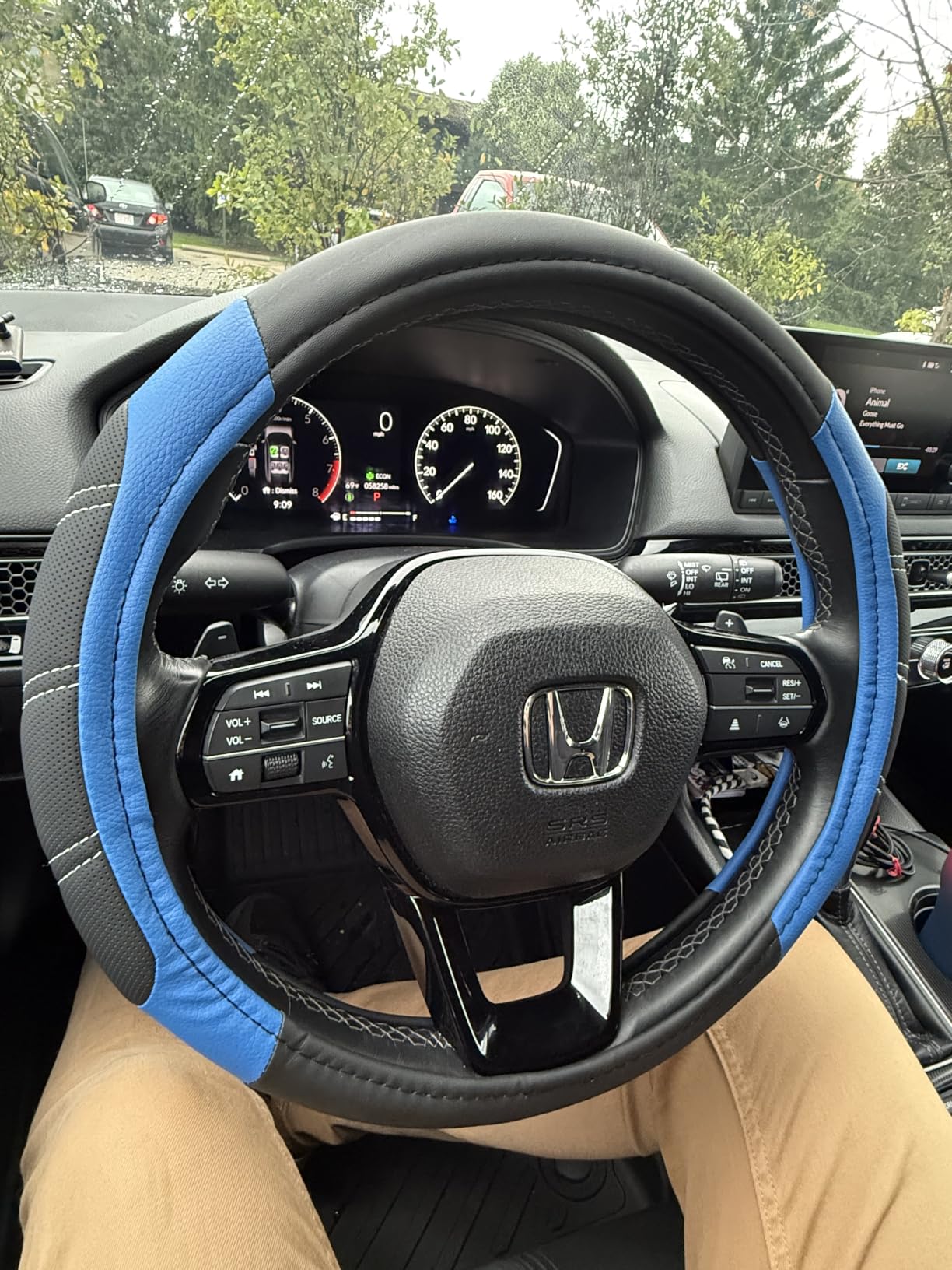 CAR PASS Line Rider Microfiber Leather Sporty 14.5-15 inch Steering Wheel Cover Universal Fits for 95% Truck,SUV,Cars, Anti-Slip Safety Comfortable Design (Black Reflective) customer photo 2