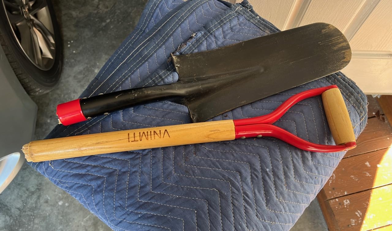 VNIMTI Spade Shovel,Transplanting Spade,Drain Spade,Spade Shovels for Digging,Sharp Shooter Shovel or Spade,45Inch,Steel D-Grip,Wooden Handle customer photo 2