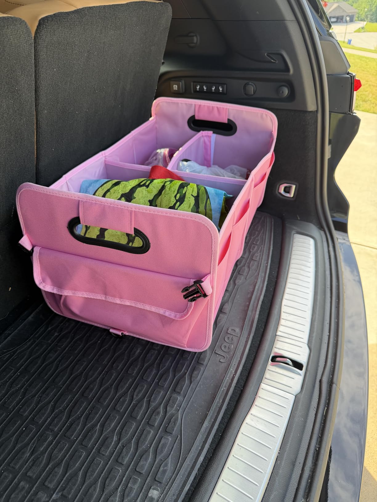 AOKJOY Car Trunk Organizer Car Storage Organizer Collapsible Multi Compartment Car Organizer Adjustable Straps for SUV(Beige) customer photo 2