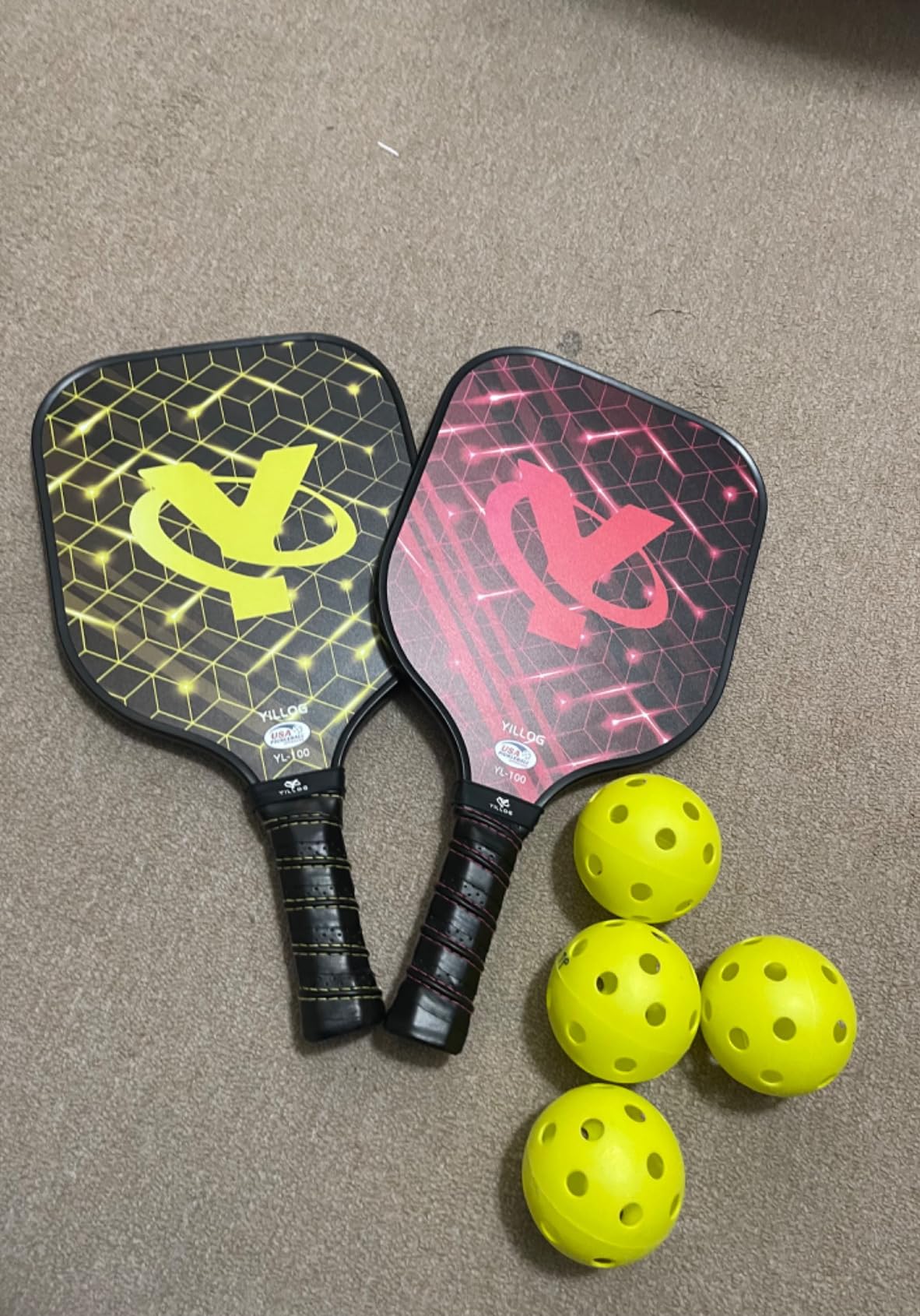 YILLOG Pickleball Paddles Set of 4, USAPA Approved Fiberglass Rackets | 4 Pickleball Balls, 4 Cooling Towels, Pickleball Bag. Lightweight Set for Men, Women, Beginners customer photo 1