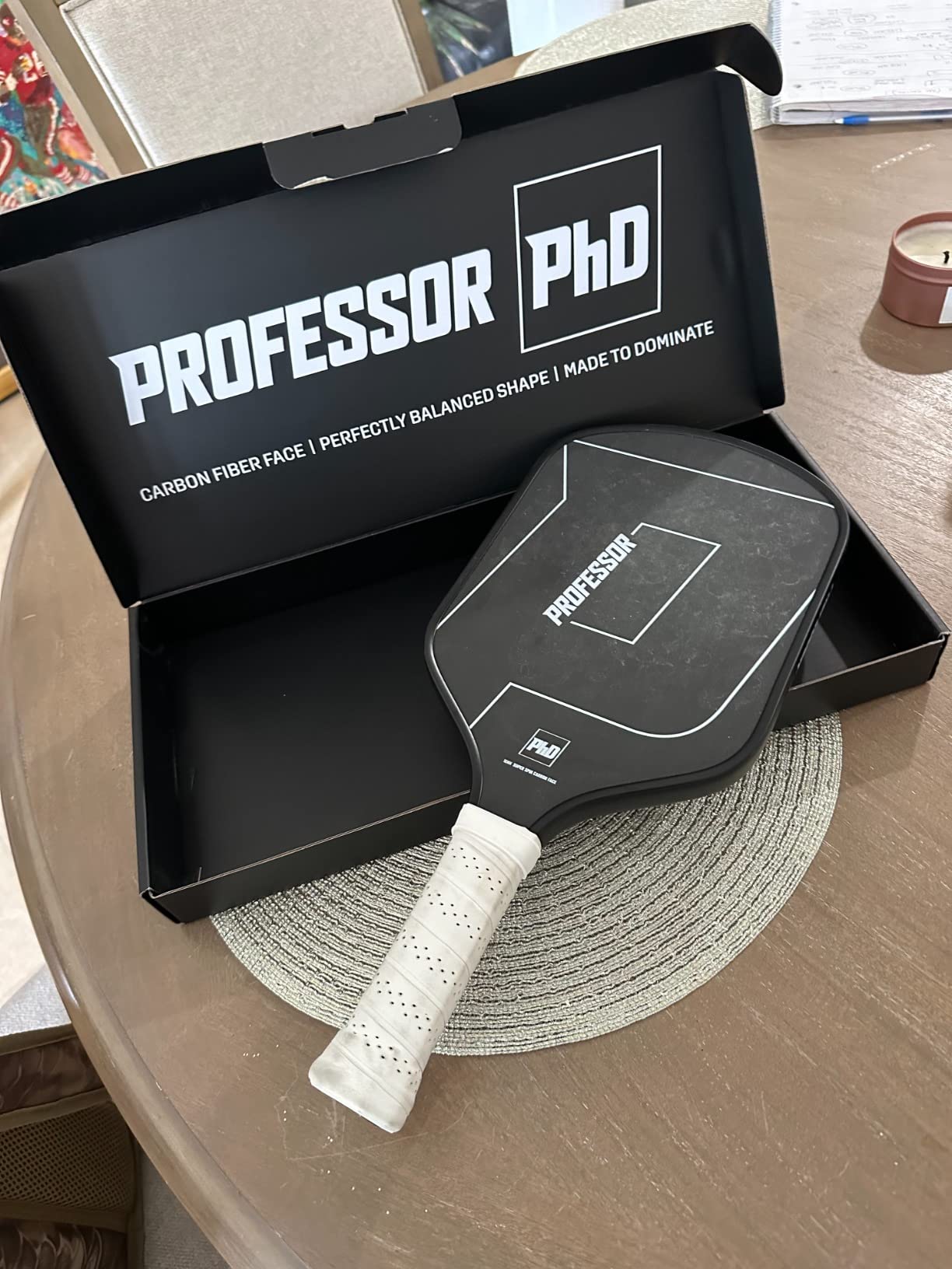 Professor PhD Raw Carbon Fiber Premium Pickleball Paddle Racket - USA Pickleball Approved - Honeycomb Core - Power & Control customer photo 2