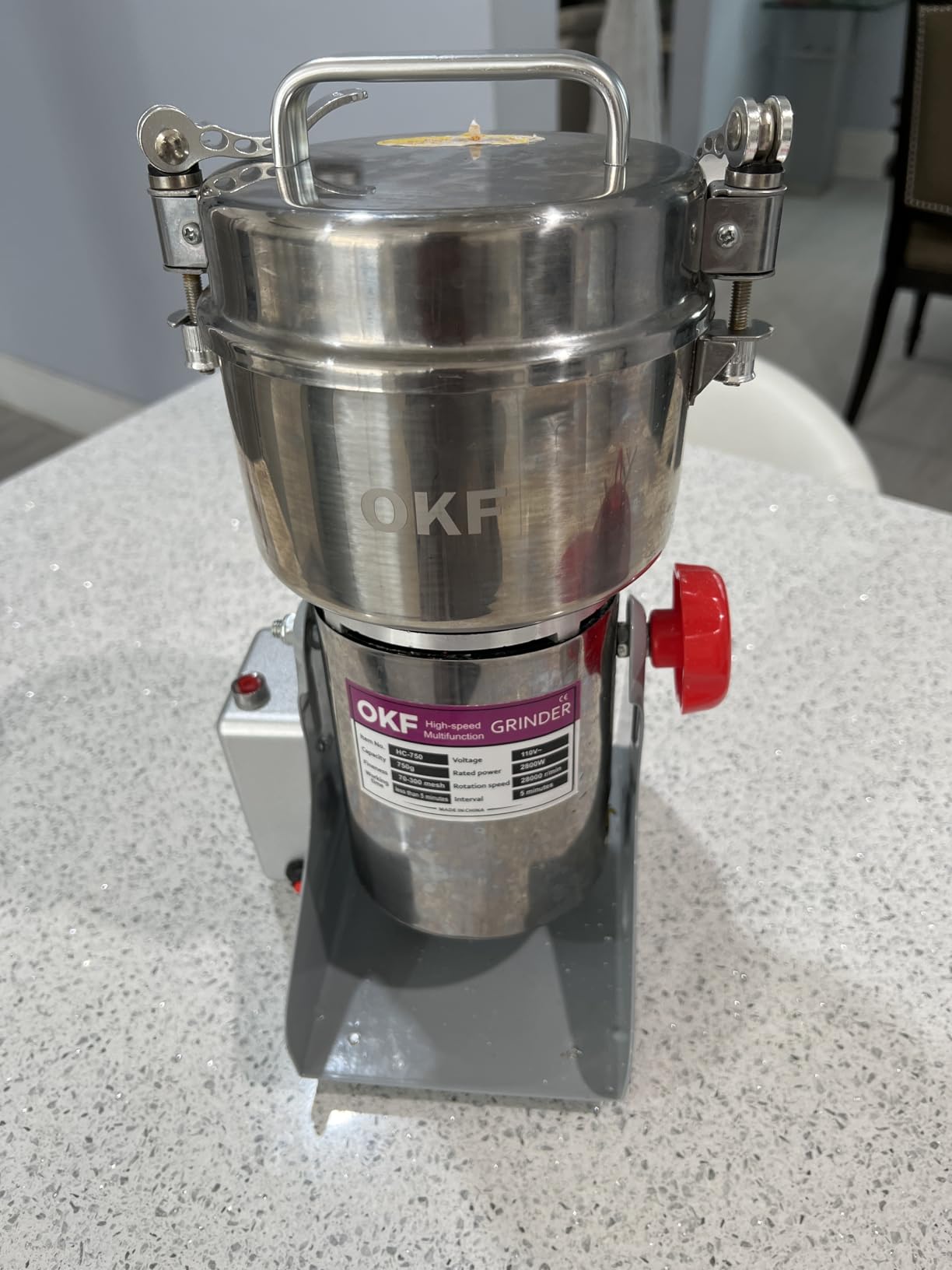 550g Grain Mill, 304 Stainless Steel Spice Grinder, 2000W High-speed Commercial Flour Mill, Superfine Flour Mill Grinder for Home, Grain Mill for Flour customer photo 2