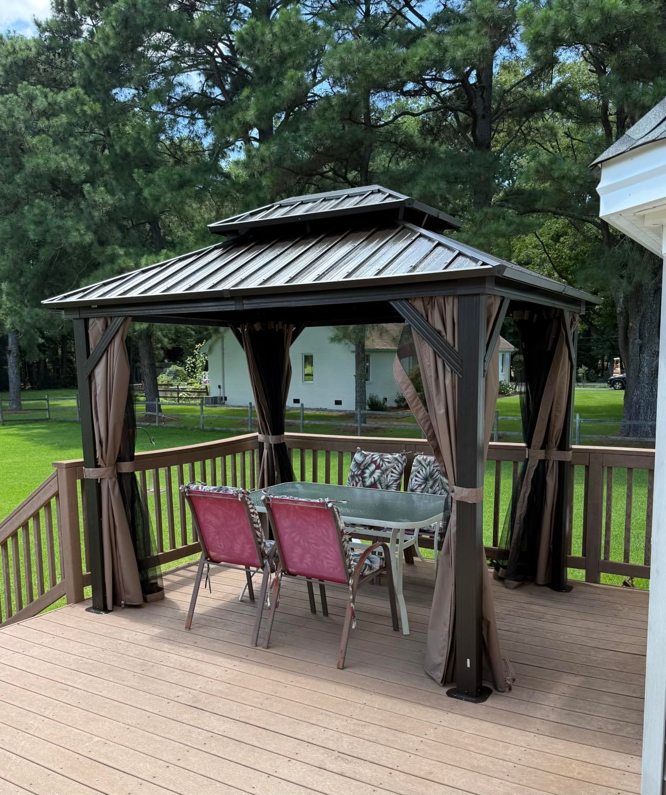 Domi 10x10 Outdoor Hardtop Gazebo, Metal Gazebo for Patios, Grey customer photo 2