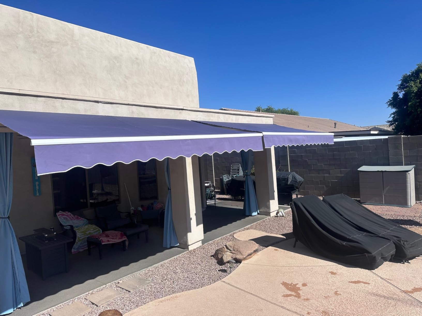 VEIKOU 12' x 10' Awnings for Patio, Retractable Awning with Adjustable Canopy, Aluminum Frame, Manual Patio Awning Sun Shade Shelter for Window, Door, Deck, Garden, Gray customer photo 2