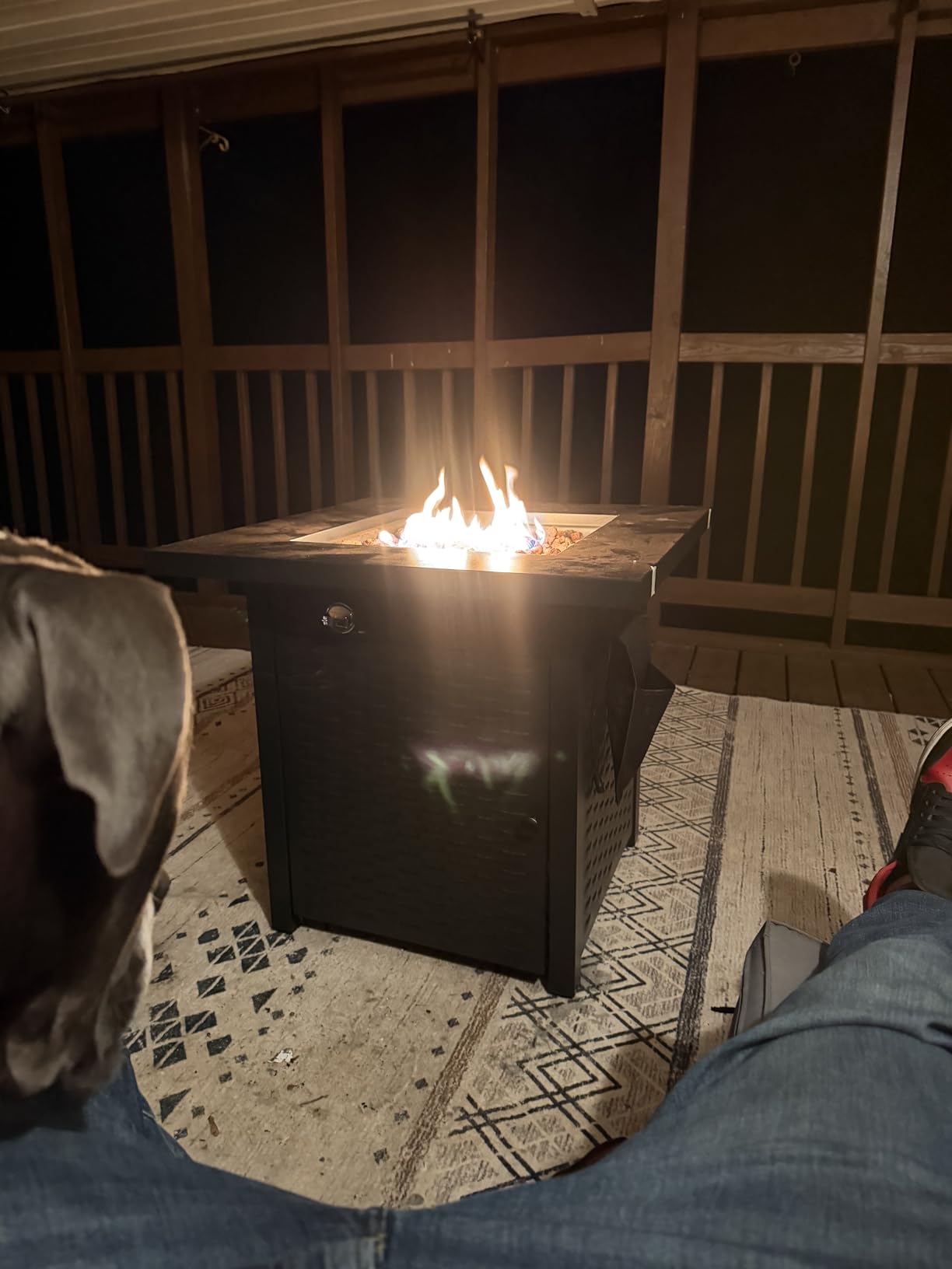 Ciays 42 Inch Gas Fire Pit Table, 60,000 BTU Propane Pits for Outside with Steel Lid and Lava Rock, 2 in 1 Firepit Table Gatherings Parties on Patio Deck Garden Backyard, Black customer photo 2