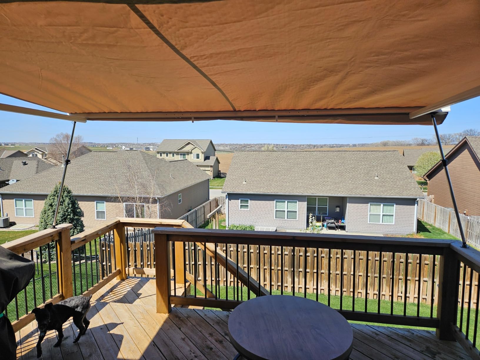 Outsunny 12' x 10' Retractable Awning Manual Crank Handle Charcoal Gray customer photo 2