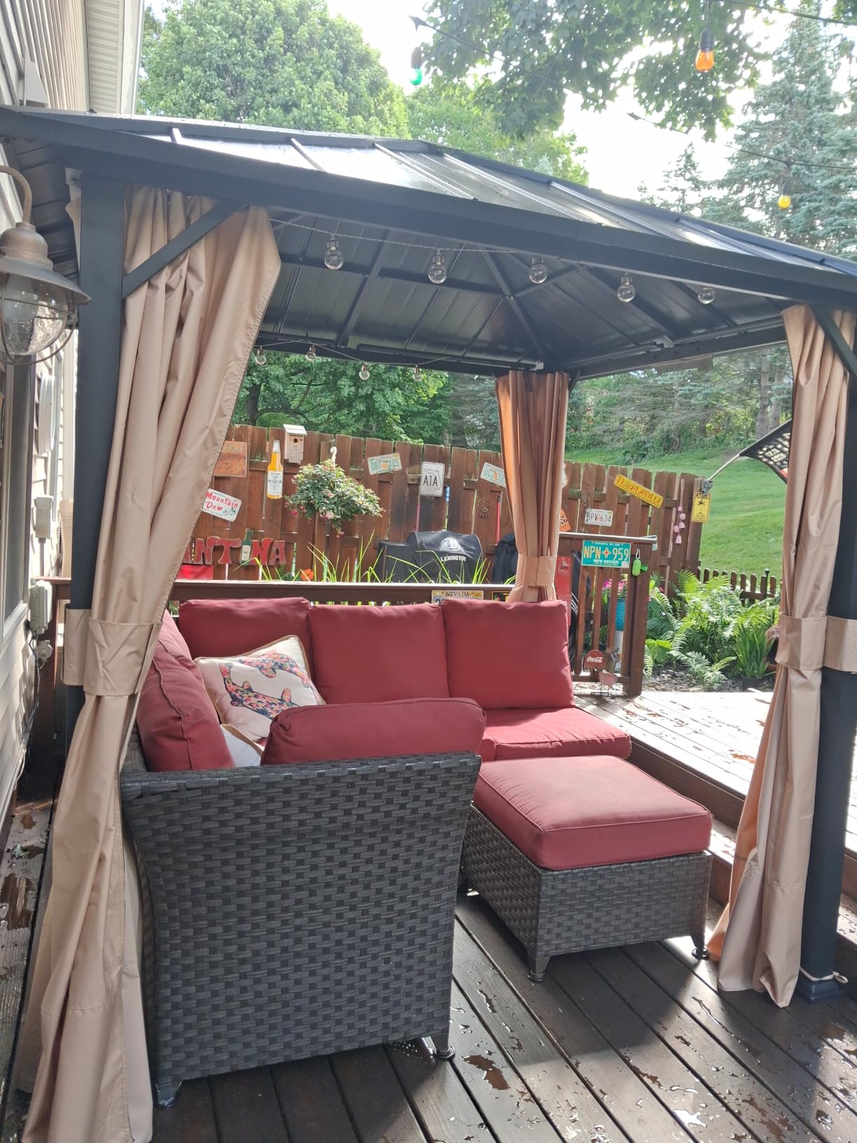 Modern Shade Hardtop Gazebo 10x10 with 4 LED Lights for Backyard, Black customer photo 1