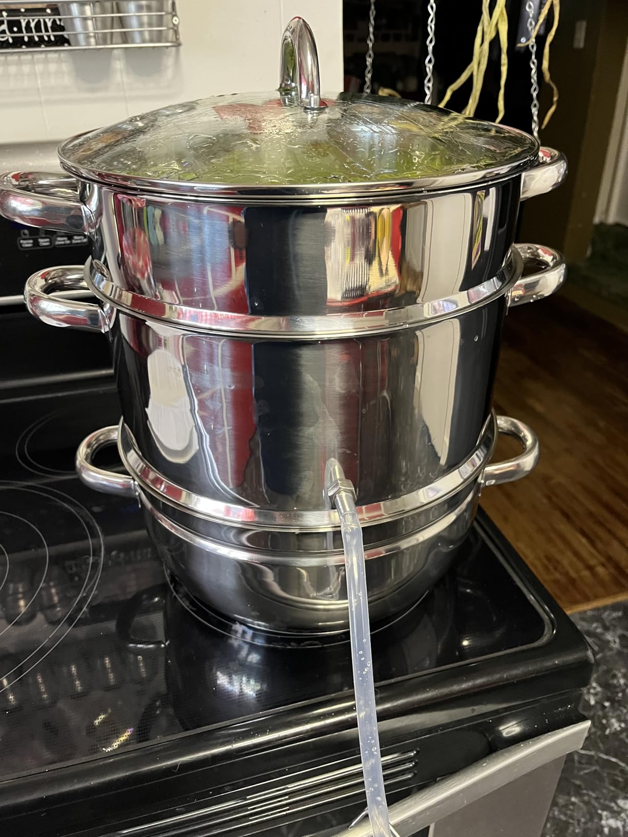 FOHERE 11Qt Steam Juicer Extractor Stainless Steel, Juice Steamer Pot for Fruit & Vegetables with Glass Lid, Hose, Clamp, Loop Handles, Ideal for Making Fresh Juice, Jelly, and Sauces customer photo 2