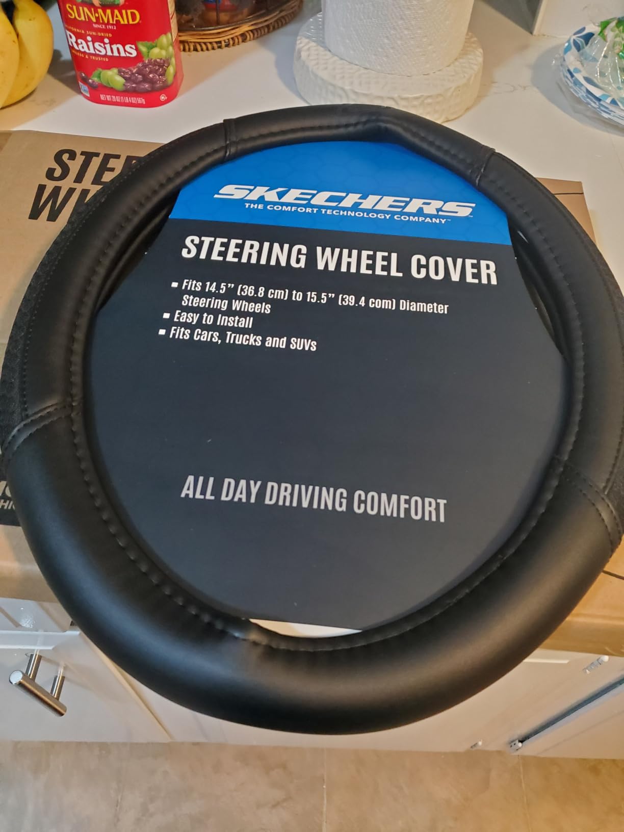 Skechers Air-Cooled Steering Wheel Cover,Leather Car Steering Wheel Cover Universal Fit 14
