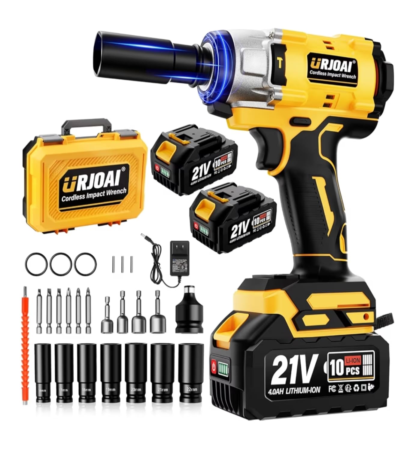 Urjoai Cordless Impact Wrench - 590Ft-lbs (800N.m) Brushless 1/2 inch, 3300RPM High Torque Impact Gun, 2x 4.0Ah Battery, Charger & 7 Sockets, Electric Impact Wrench for Car Home customer photo 2