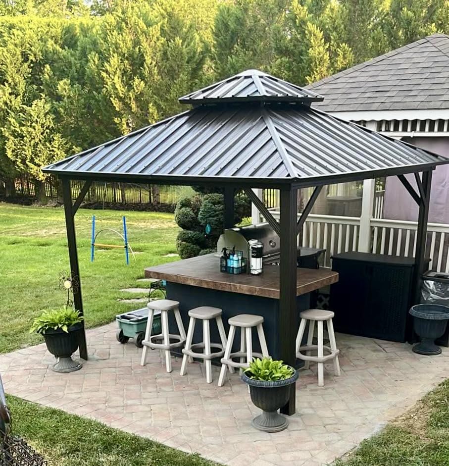 PURPLE LEAF Outdoor Hardtop Gazebo 10' x 10' Galvanized Steel Double Roof customer photo 1