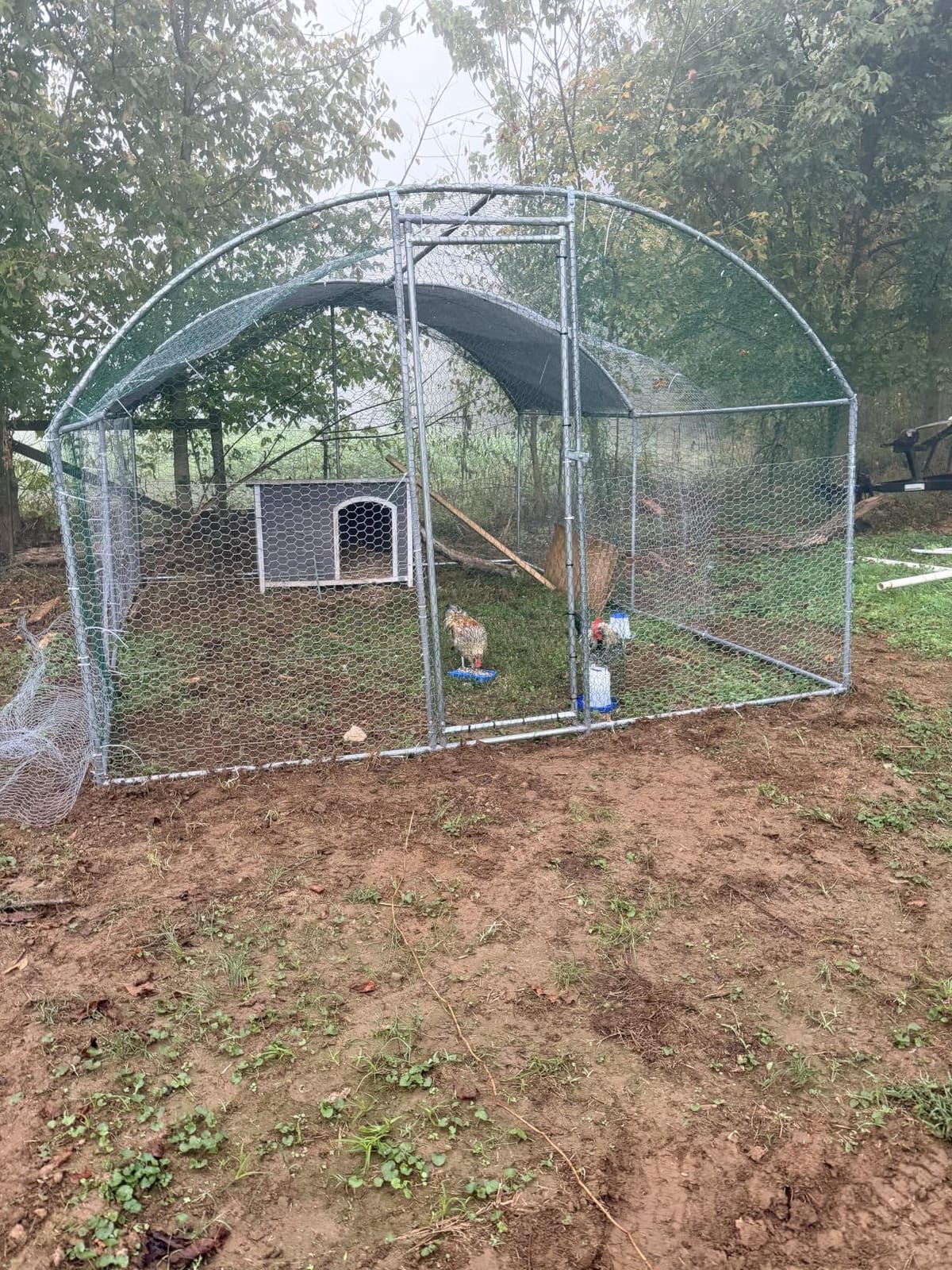 VEVOR Metal Chicken Coop, 6.56x6.56x6.56ft Large Walk-in Chicken Run with Cover, Spire Roof Hen House Enclosure with Security Lock, Outdoor Duck Rabbit Cage, Poultry Pen for Backyard, Farm, Yard customer photo 2