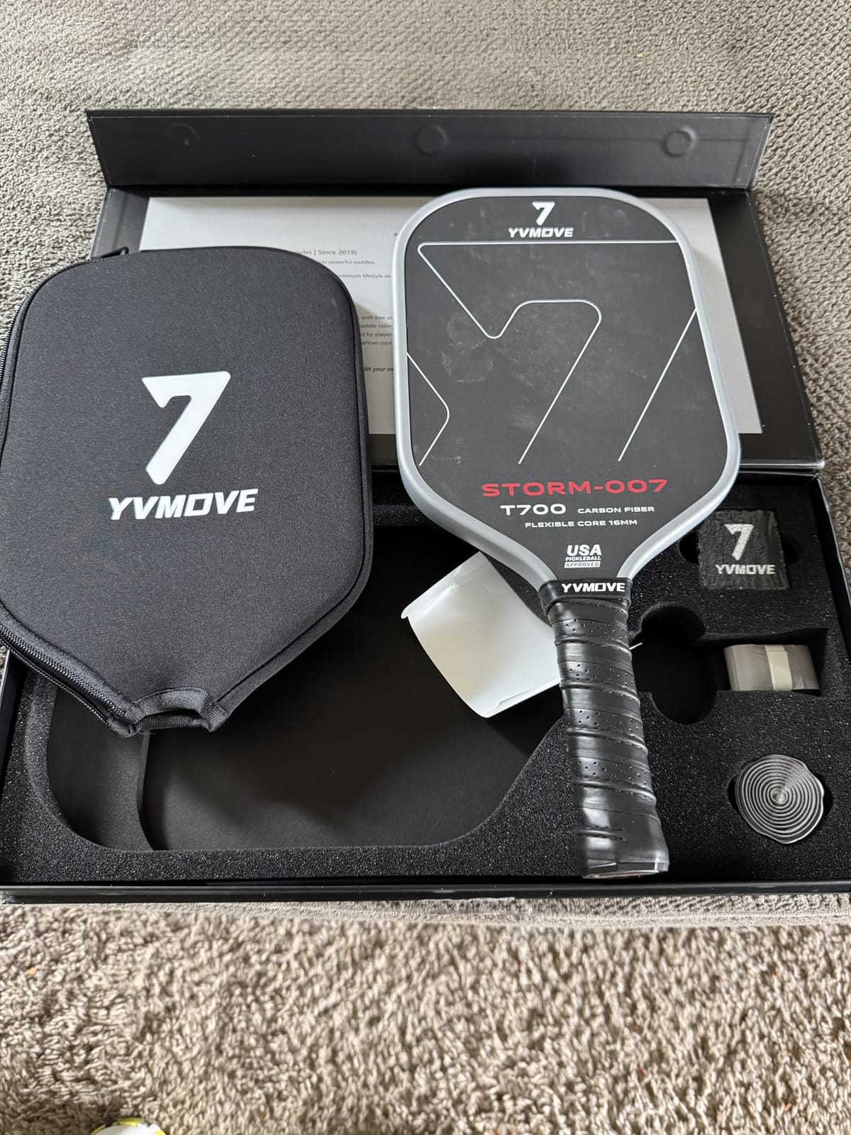 YVmove 16mm Kevlar T700 Carbon Fiber Pickleball Paddle, USAPA Approved customer photo 1