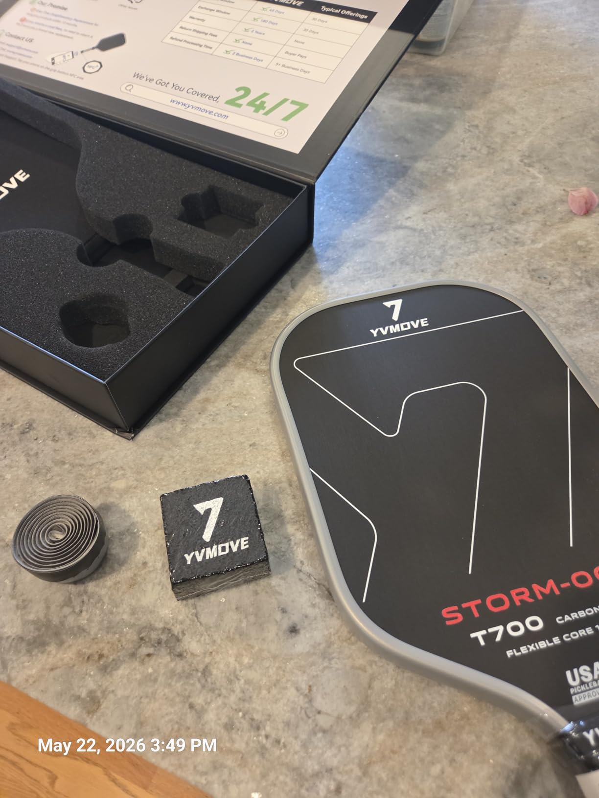 YVmove 16mm Kevlar T700 Carbon Fiber Pickleball Paddle, USAPA Approved customer photo 2