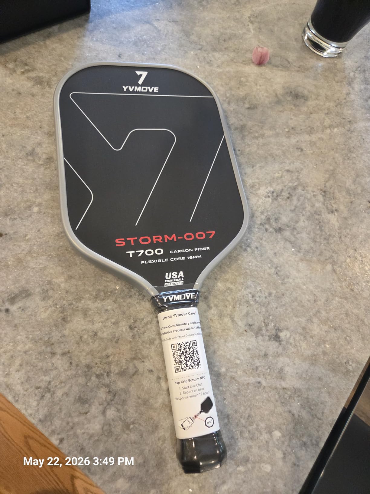 YVmove 16mm Kevlar T700 Carbon Fiber Pickleball Paddle, USAPA Approved customer photo 2