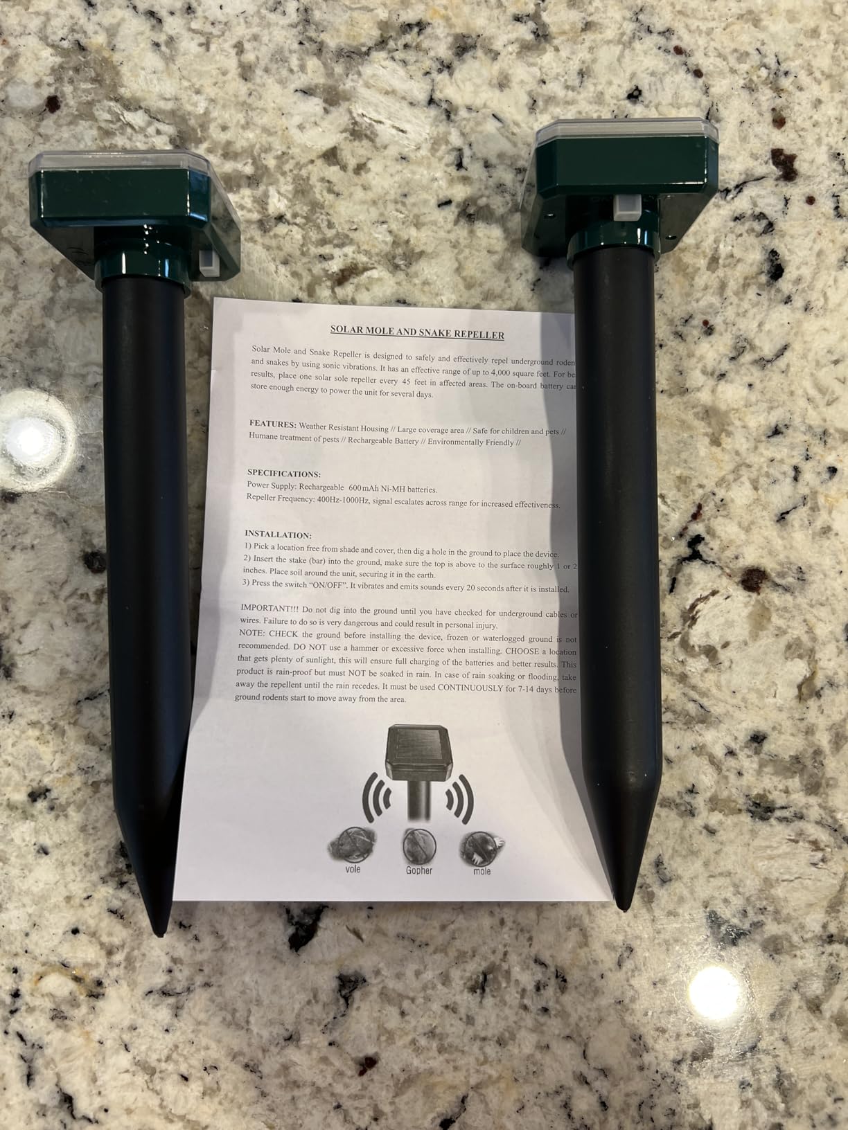 Mole Repellent Solar Powered, 8-Pack Ultrasonic Repeller Sonic Spikes Waterproof Skunk Gopher Groundhog Snake Vole Chipmunk Deterrent Get Rid of Skunks in Your Yard, Outdoor and Garden customer photo 1